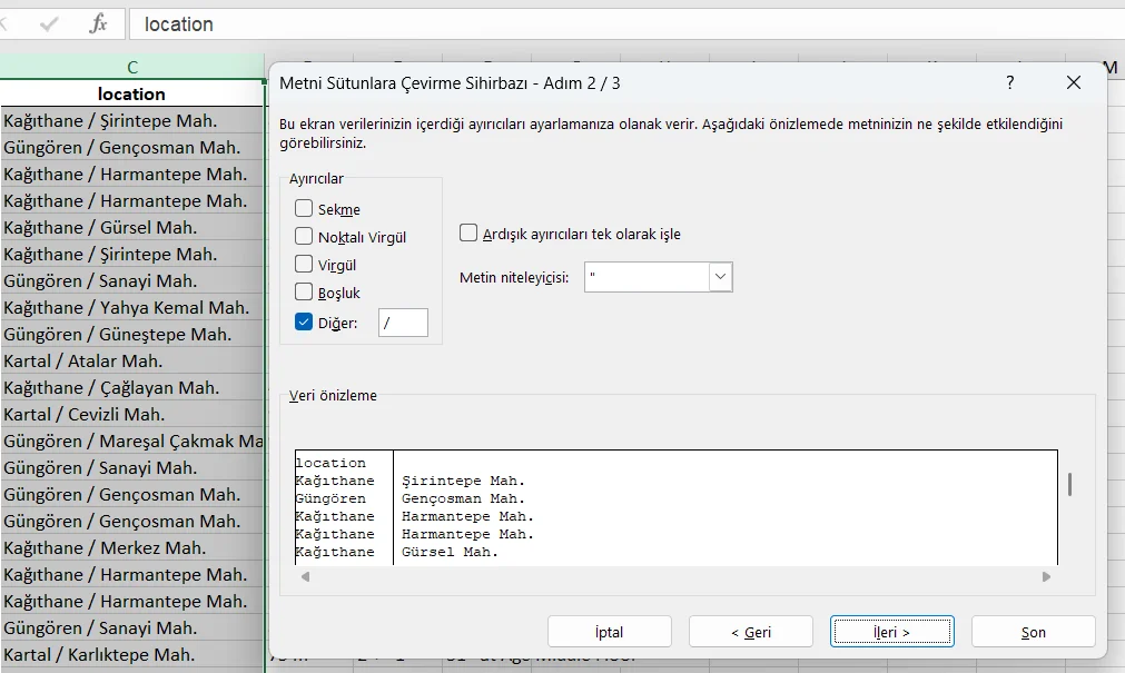 Excel Ortamında Veri Temizleme